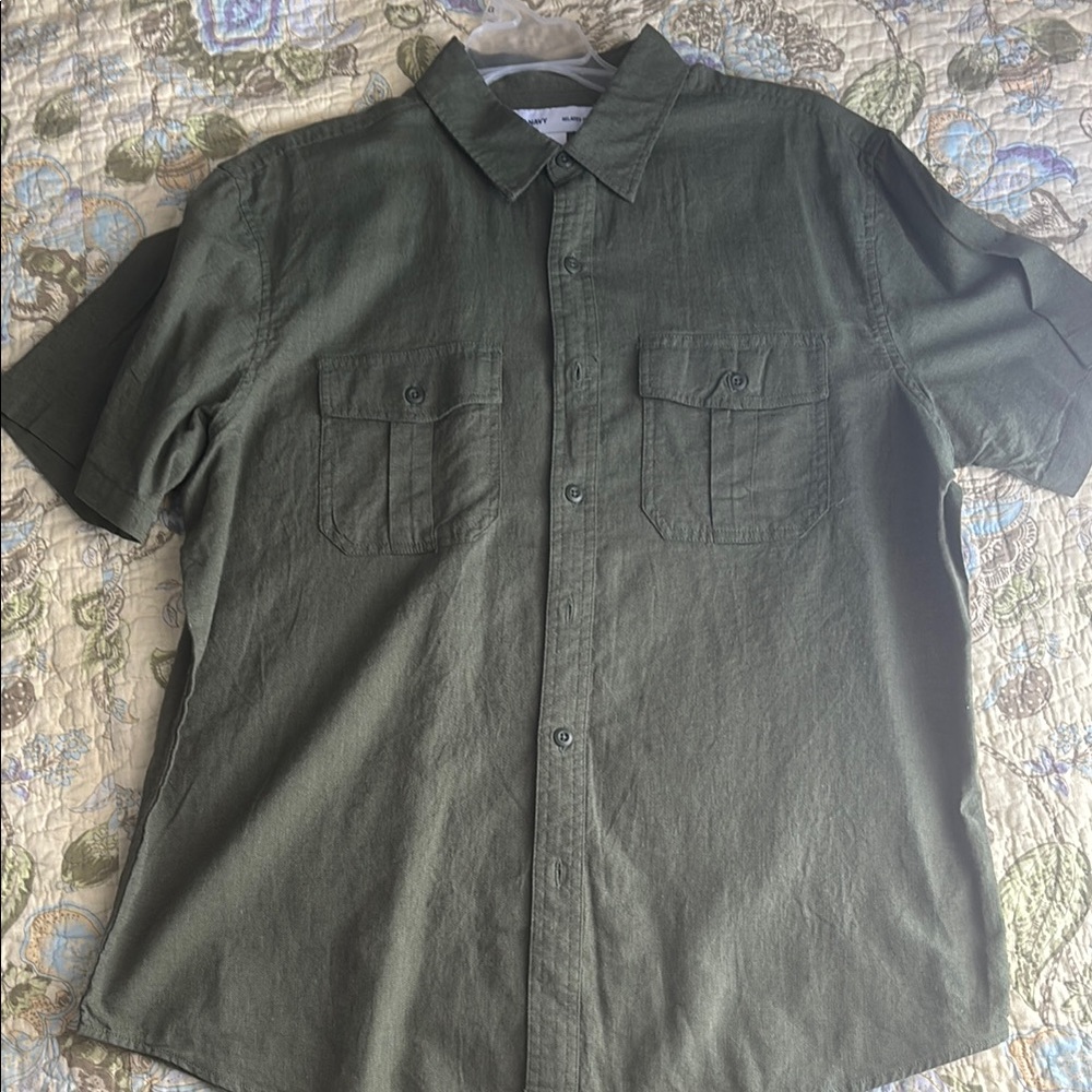 Old Navy Green Casual Button Down Shirt Relaxed Fit